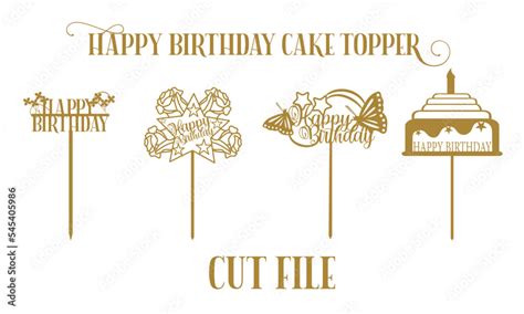 Happy birthday cake topper svg cut file Stock Vector | Adobe Stock