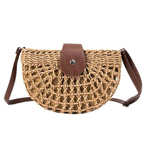 Sac Main Tiss Demi Lune Crossbody Rotin Paille Naturelle Etsy