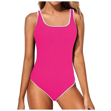 Povozer Women S One Piece Swimsuit Sports Bathing Suit High Cut Swimsuits Hot Pink M Walmart