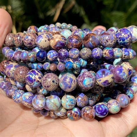 1 Strand Natural Colorful Sea Sediment Jasper Turquoises Stone Round