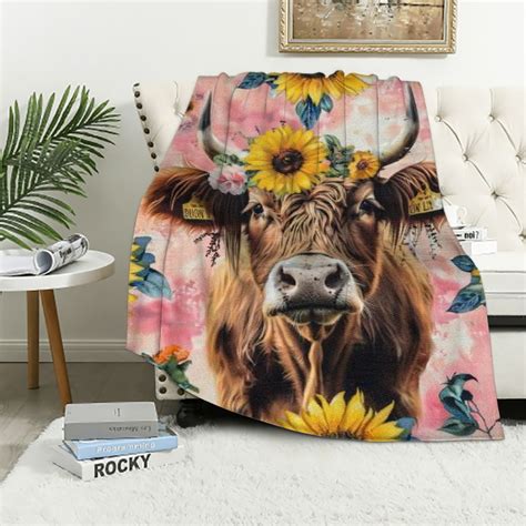 Akjvoe Highland Cow Blanket Cute Farm Animal Cow Print Ts Throw