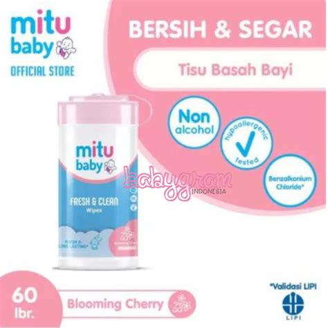 Jual Mitu Baby Botol 60 Sheet Fresh Clean Wipes Blooming Cherry