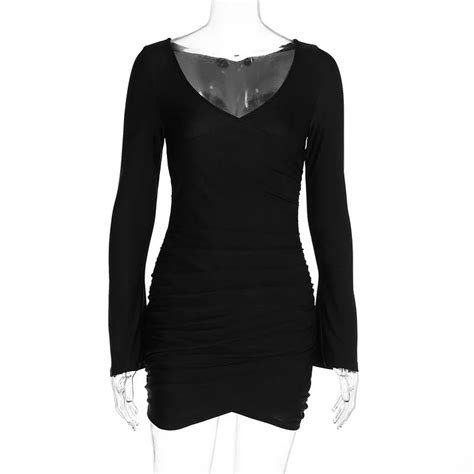 Women Dresses Spring Sexy V Neck Long Sleeve Dress