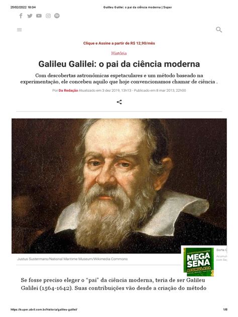 Quem É O Pai Da Ciencia - Galileu Galilei - o Pai Da Ciência Moderna - Super | PDF | Galileu ...