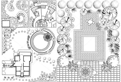 Collections od Landscape Plan with treetop symbols Stock Vector by ...