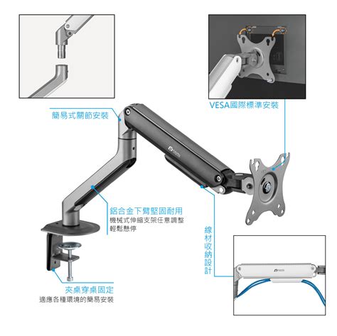 【瑞米 Raymii】 Ls40 32吋 9kg 鋁合金 彈簧式螢幕支架 螢幕架 螢幕伸縮懸掛支架 電腦增高架 蝦皮購物