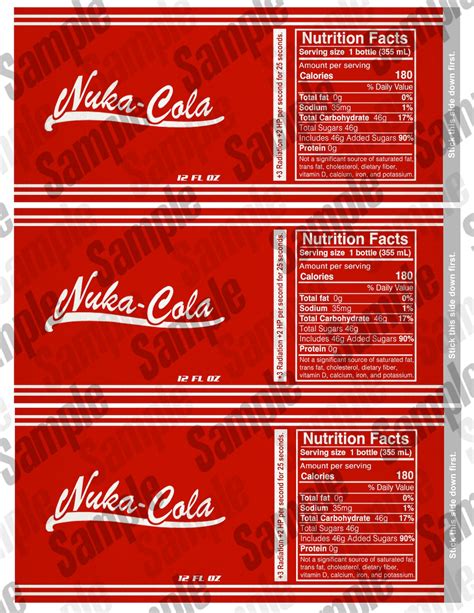 Fallout Nuka Cola Bottle Labels Etsy Canada