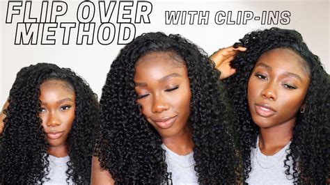 Quickest Flip Over Method Install Using Curly Clip Ins On Type Hair