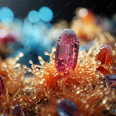 Premium AI Image | Threads of fungus and bacteria under a microscope ...