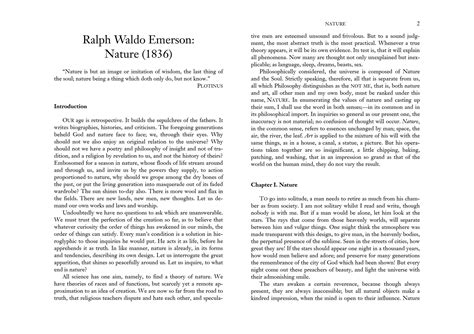 Nature Essay By Ralph Waldo Emerson Pdf