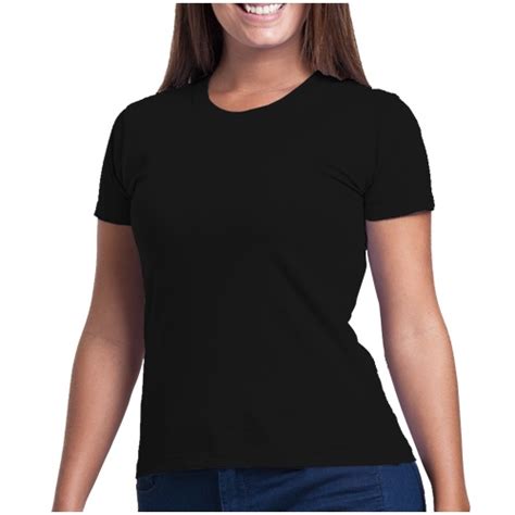 Camiseta Feminina Básica Baby Look Preta 100 Algodão Camiseta Lisa