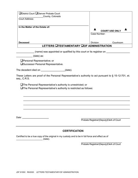 Free Printable Letter Of Testamentary Templates PDF Sample