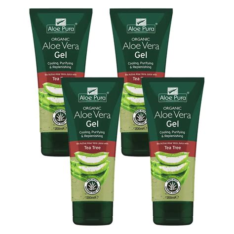 Aloe Pura Aloe Vera Gel With Tea Tree 알로에퓨라 알로에 베라 젤 위드 티트리 200ml 4개