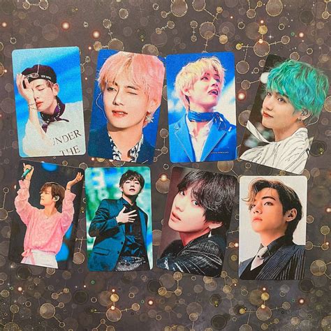 Bts V Kim Taehyung Metallic Shimmer Photocards Set 4 Etsy