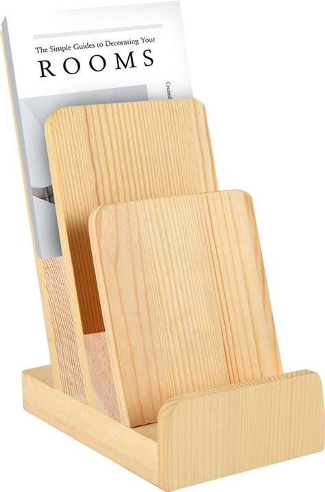 Dostatni 3 Tier Pine Wood Literature Holder Pamphlet Display Stand