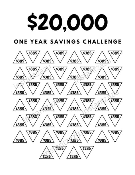 Save 20k In One Year Money Saving Challenge 20k 20000 Etsy