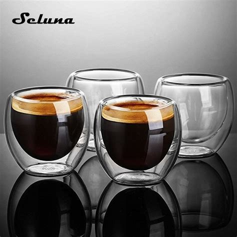 Dobbeltv Gs Glas Kaffekopper Isoleret Espressokop Grandado