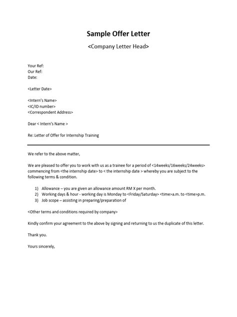 Sample of Offer Letter | PDF