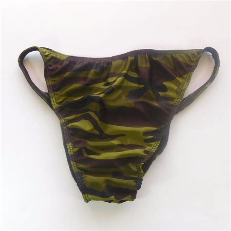 K377 P Mens String Bikini Narrow Waist Contoured Pouch Printed Swim