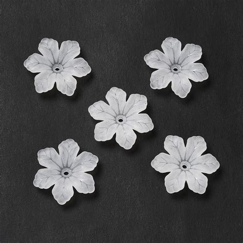 Transparent Frosted Acrylic White Flower 20 5x18mm Nish Nosh