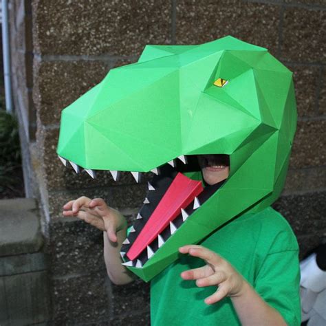 Dinosaur Mask Low Poly Papercraft Pattern Make a T-rex Mask - Etsy ...