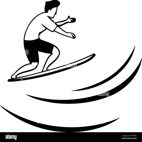 Surfer Vector Illustration Of A Man Surfing On The Waves Stock Vector