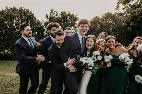 Rustic Green Wedding Party In 2021 Emerald Green Bridesmaid Dresses