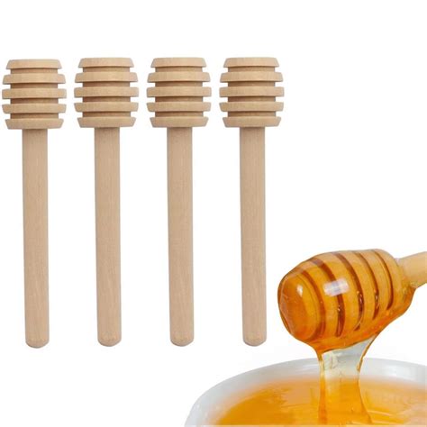 4 Pcs Wooden Honey Dipper Sticks3 Inches Honey Comb Stick