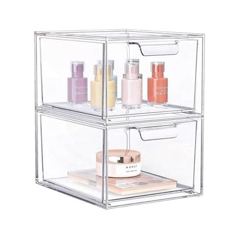 Large Stackable Storage Drawers Clear Acrylic Drawer Organizers With