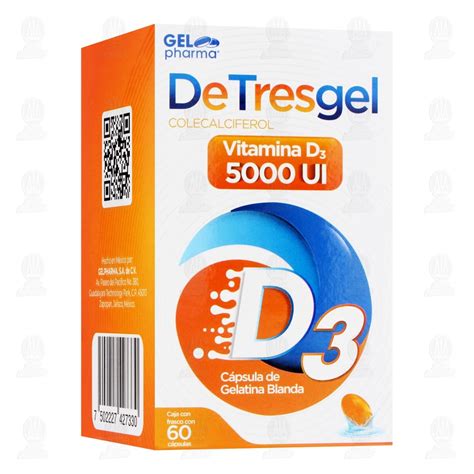 DeTresgel Vitamina D3 5000 UI 60 Cápsulas