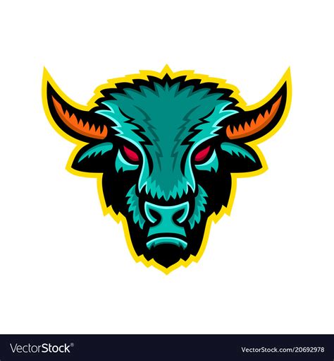 American Bison Head Sports Mascot Royalty Free Vector Image