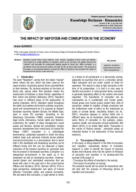 (PDF) THE IMPACT OF NEPOTISM AND CORRUPTION IN THE ECONOMY