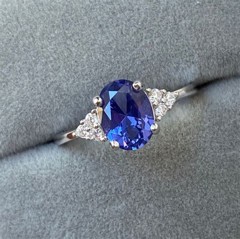 Genuine Tanzanite Ring Sterling Silver Oval Tanzanite And Etsy Uk