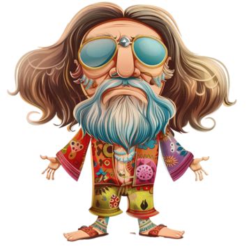 Cartoon Sixties Hippie With Sunglasses Hippy Hippie Beatnik PNG