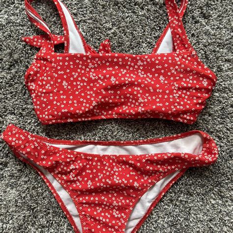 Red And White Bikini Set Tie In The Back Depop