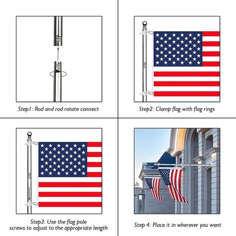 Flag Pole Kit 6 Ft,flag Pole With Bracket,heavy Stainless Steel Garden ...