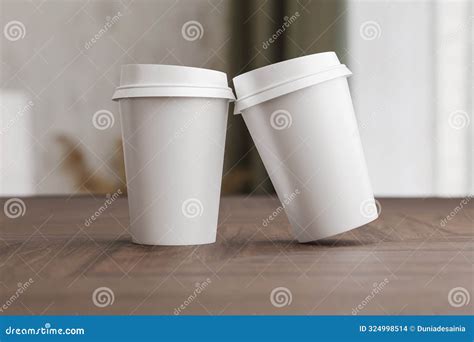 Two White Take Away Coffee Cup For Mockup Presentation Branding Design