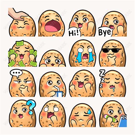 Potato Emotes X 46 For Twitch And Discord Emote Potato Twitch Emote