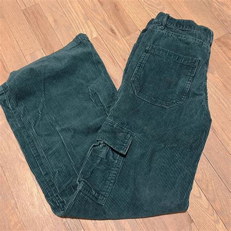 Rsq Corduroy Pants Teal Wide Leg Corduroy Cargo Depop