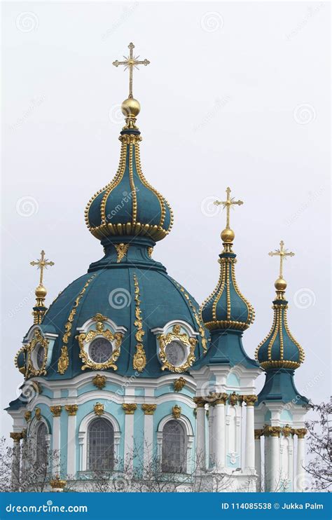 Saint Andrews Church in Kiev, Ukraine Stock Photo - Image of apostle ...