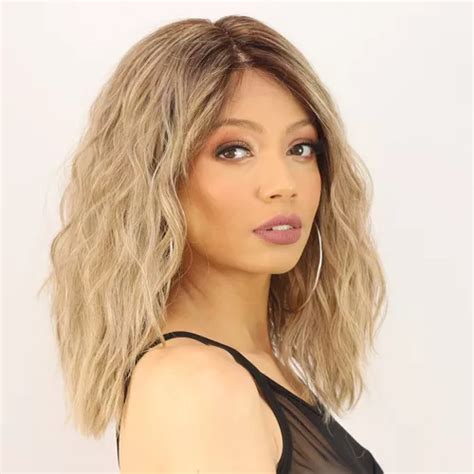 Peruca Lace Front Wig Curta Loira Fibra Premium Spice