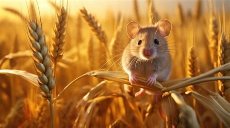 Premium AI Image | a field mouse in its natural habitat nibbling on a ...