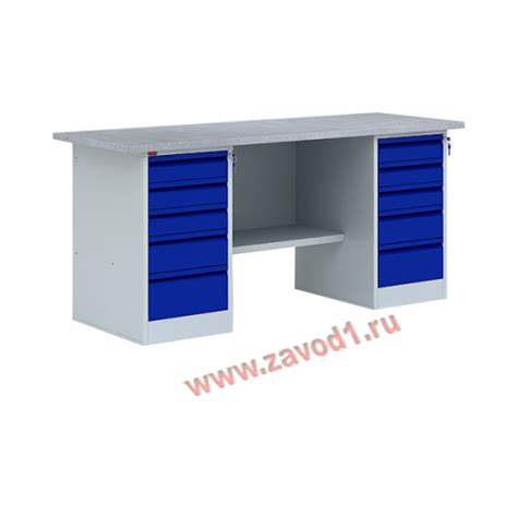 Верстак слесарный металлический двухтумбовый ВП-6Т 860х1600/1900х685 ...