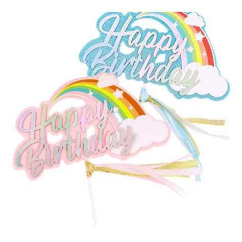 Jual Cake Topper Happy Birthday Rainbow Pelangi Topper Pelangi Shopee