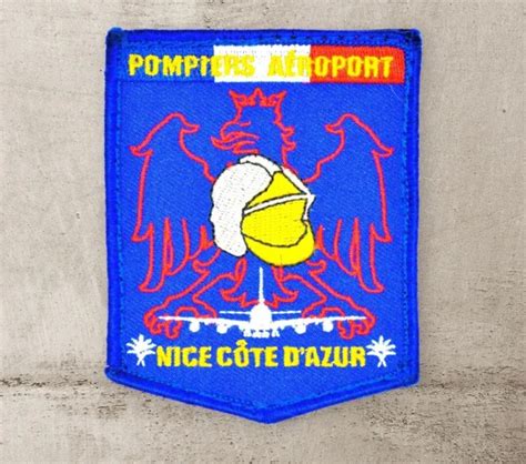 ANCIEN PATCH ÉCUSSON Pompier Aéroport Nice SSLIA Sécurité Civile