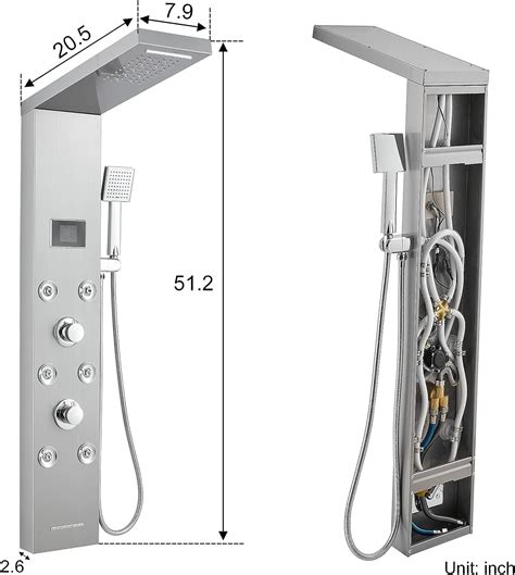 Buy Menatt Shower Panel Tower System With Led Lights 5 In 1 Rainfall