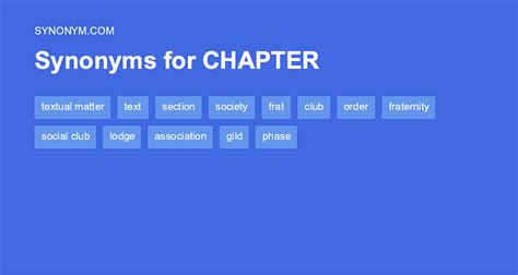 Another word for CHAPTER > Synonyms & Antonyms