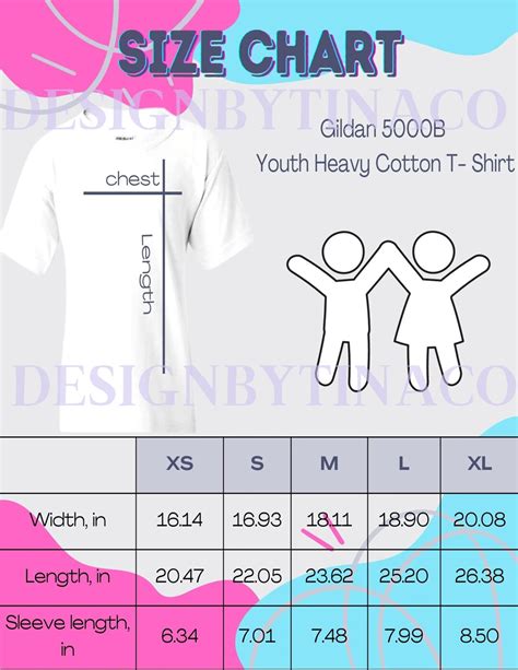 Size Chart Youth 5000B T-shirt INSTANT DOWNLOAD - Etsy