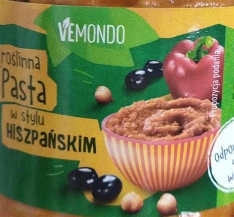 Roślina Pasta w stylu hiszpańskim Vemondo kalorie kJ i wartości