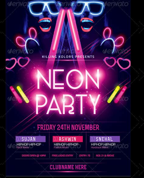 Glow Party Flyer Template 23 Free And Premium Download